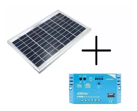 Kit Panel Solar 10w 12v + Regulador 5a Policristal